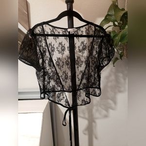 Black Lace Tie around Shawl-SZ XL